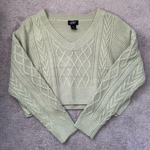 Cropped Sage Green Sweater